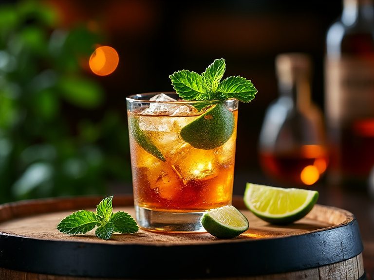 Verschiedene Rum-Cocktails mit tropischer Dekoration